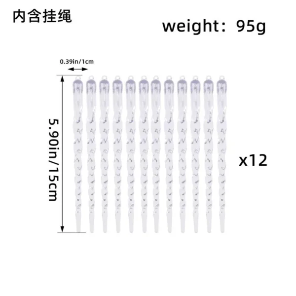 透明圣诞透明冰锥+挂绳(12 Pairs Set)