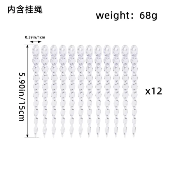透明圣诞透明冰锥+挂绳(12 Pairs Set)