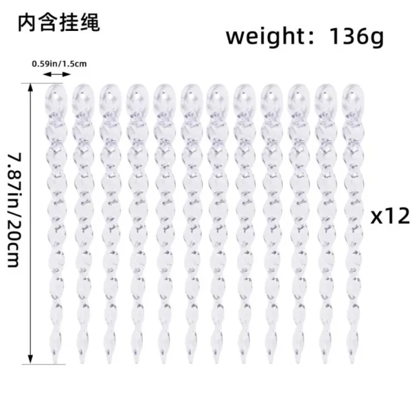 透明圣诞透明冰锥+挂绳(12 Pairs Set)