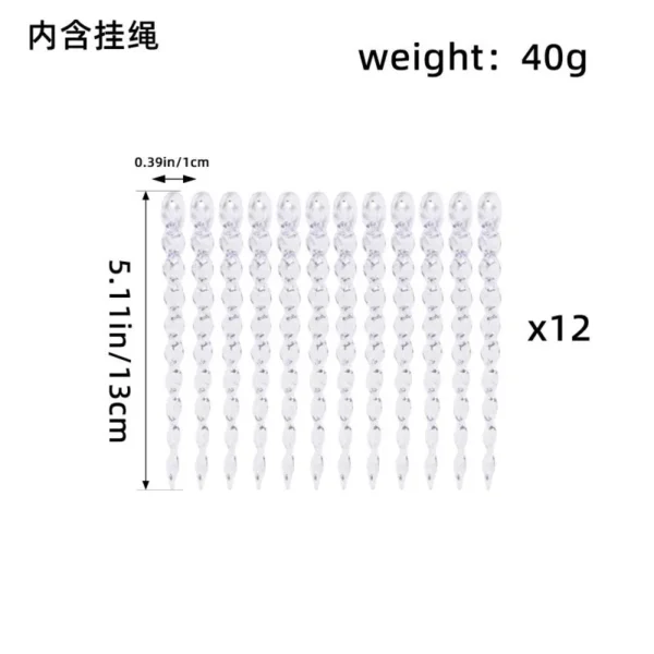 透明圣诞透明冰锥+挂绳(12 Pairs Set)