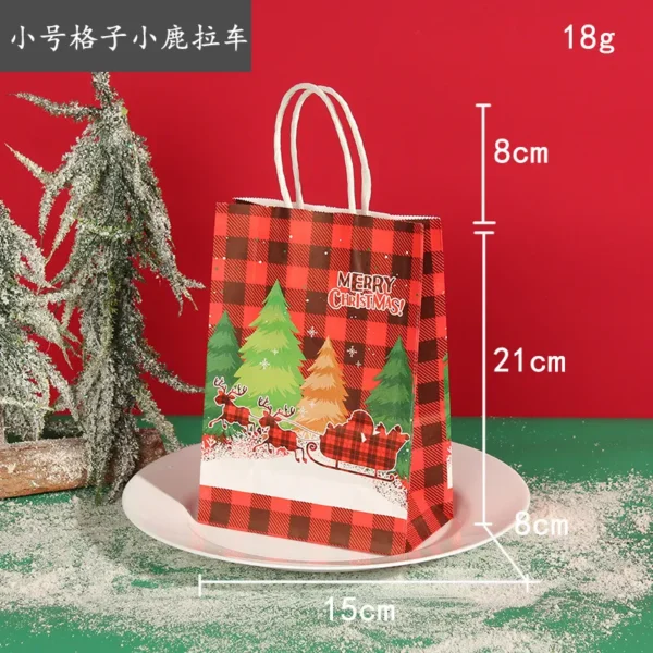 圣诞节装饰品格子纸质手提袋