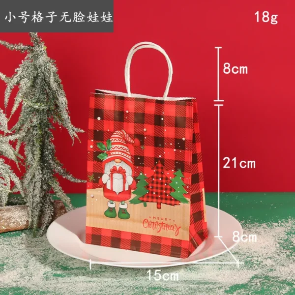 圣诞节装饰品格子纸质手提袋