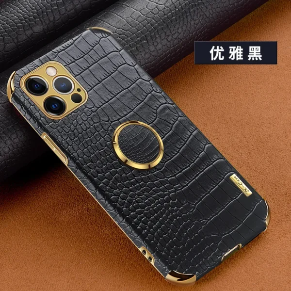 iPhone鳄鱼纹手机壳+指环