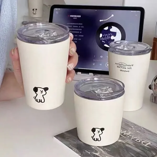 不锈钢可爱小狗磨砂咖啡杯240ml/360ml