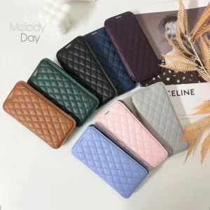iphone磁吸菱格翻盖皮套