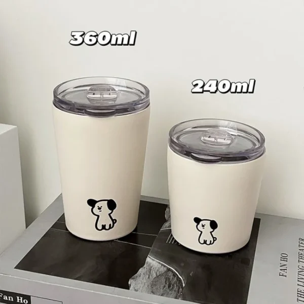 不锈钢可爱小狗磨砂咖啡杯240ml/360ml
