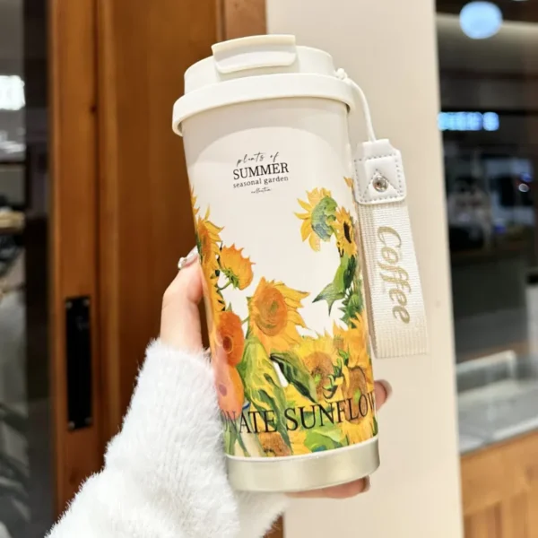 简约双饮便携咖啡杯500ml