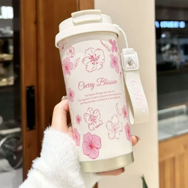 简约双饮便携咖啡杯500ml