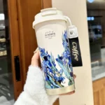 简约双饮便携咖啡杯500ml