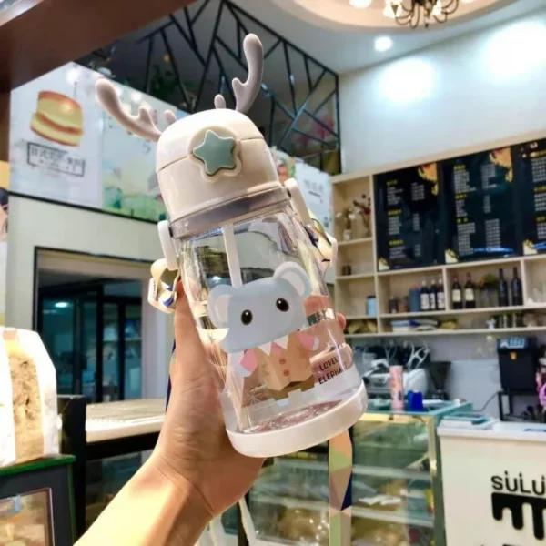 新款儿童鹿角塑料杯600ml