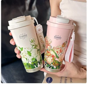 简约双饮便携咖啡杯500ml