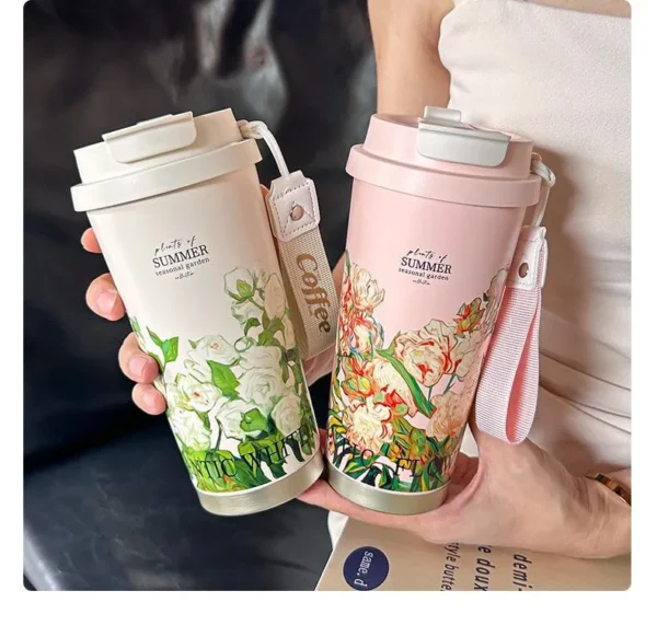 简约双饮便携咖啡杯500ml